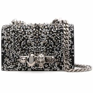 NEW🔥Alexander McQueen Crystal Embellished Studded Skull Knuckle Ring Bag🔥